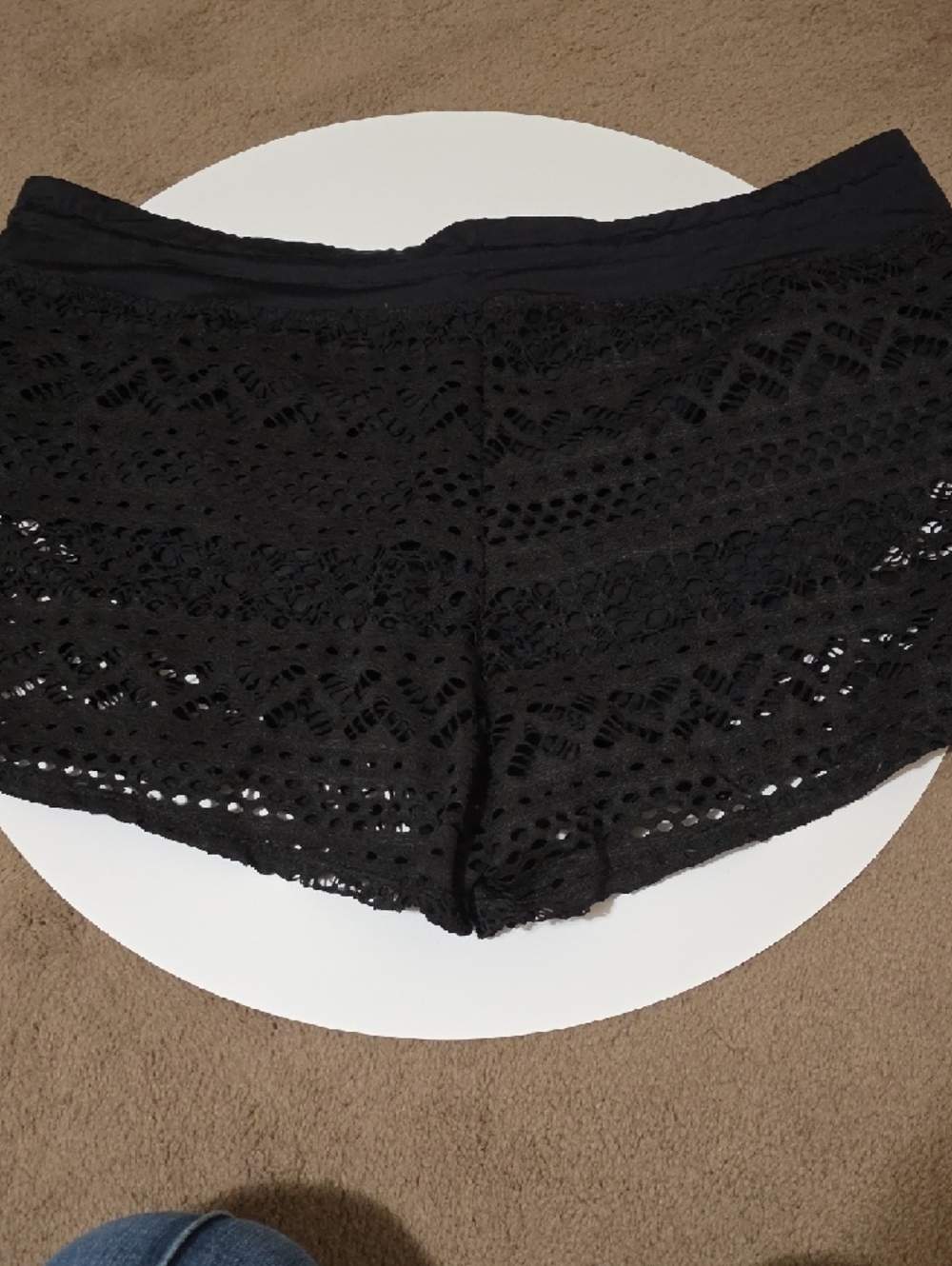 Black Crochet Swim Cover-Up Shorts - Picture 4 of 5